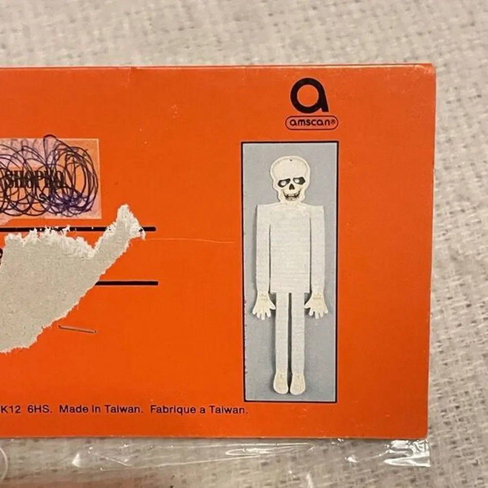 Vintage Halloween Skeleton‎ Die Cut 1970's Amscan 31 Inch Paper Bones Skull